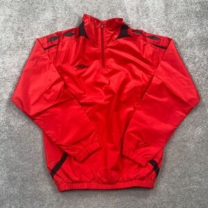 Umbro Sportswear 1/4 Zip Soccer Windbreaker Pullover Jacket Men's S Red Black